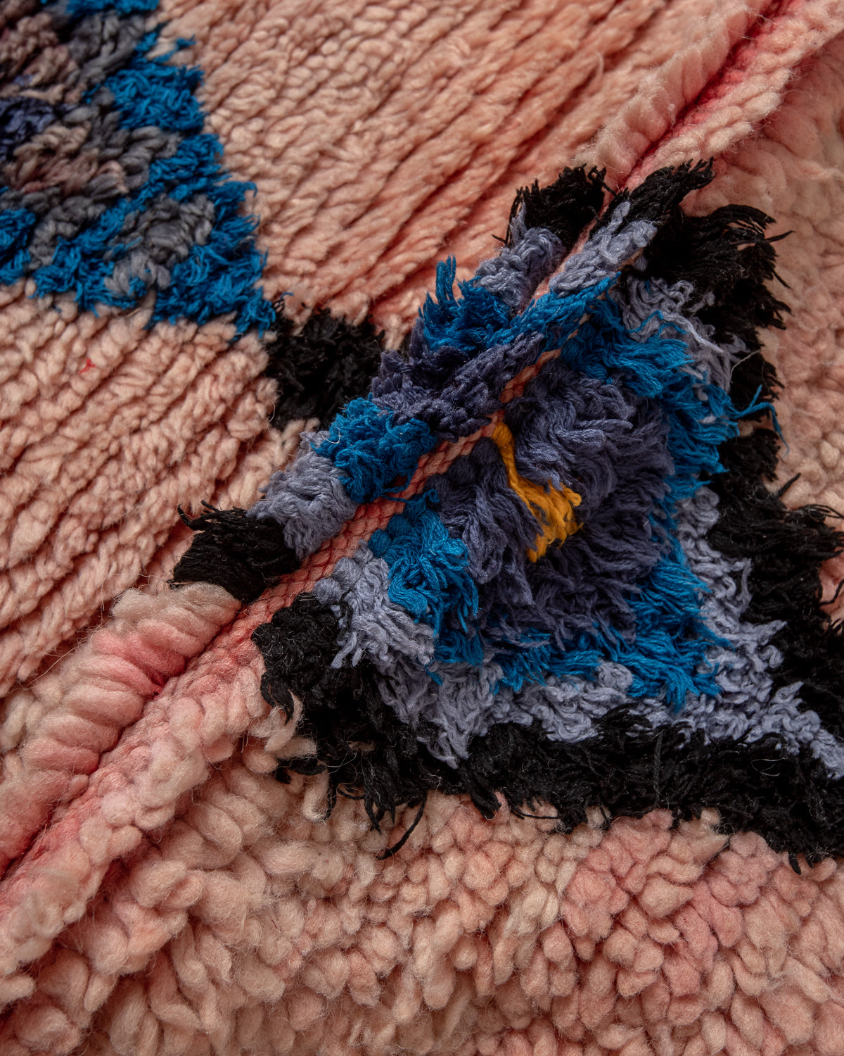 Modern, designer, handcrafted Berber runner rug from Morocco. Vintage carpet with beautiful colours and patterns and fluffy texture.